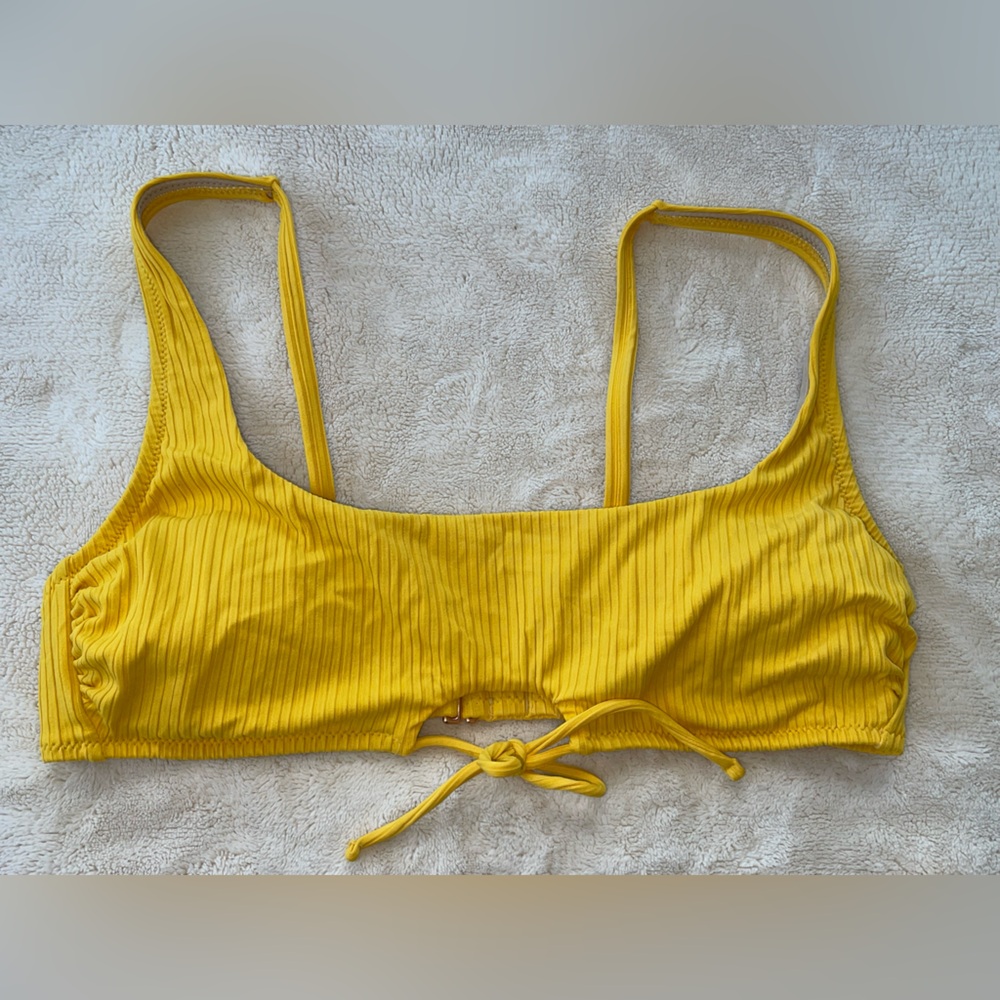 Shade & Shore Swim Bikini Top Eyelet with tie - Golden Yellow Medium